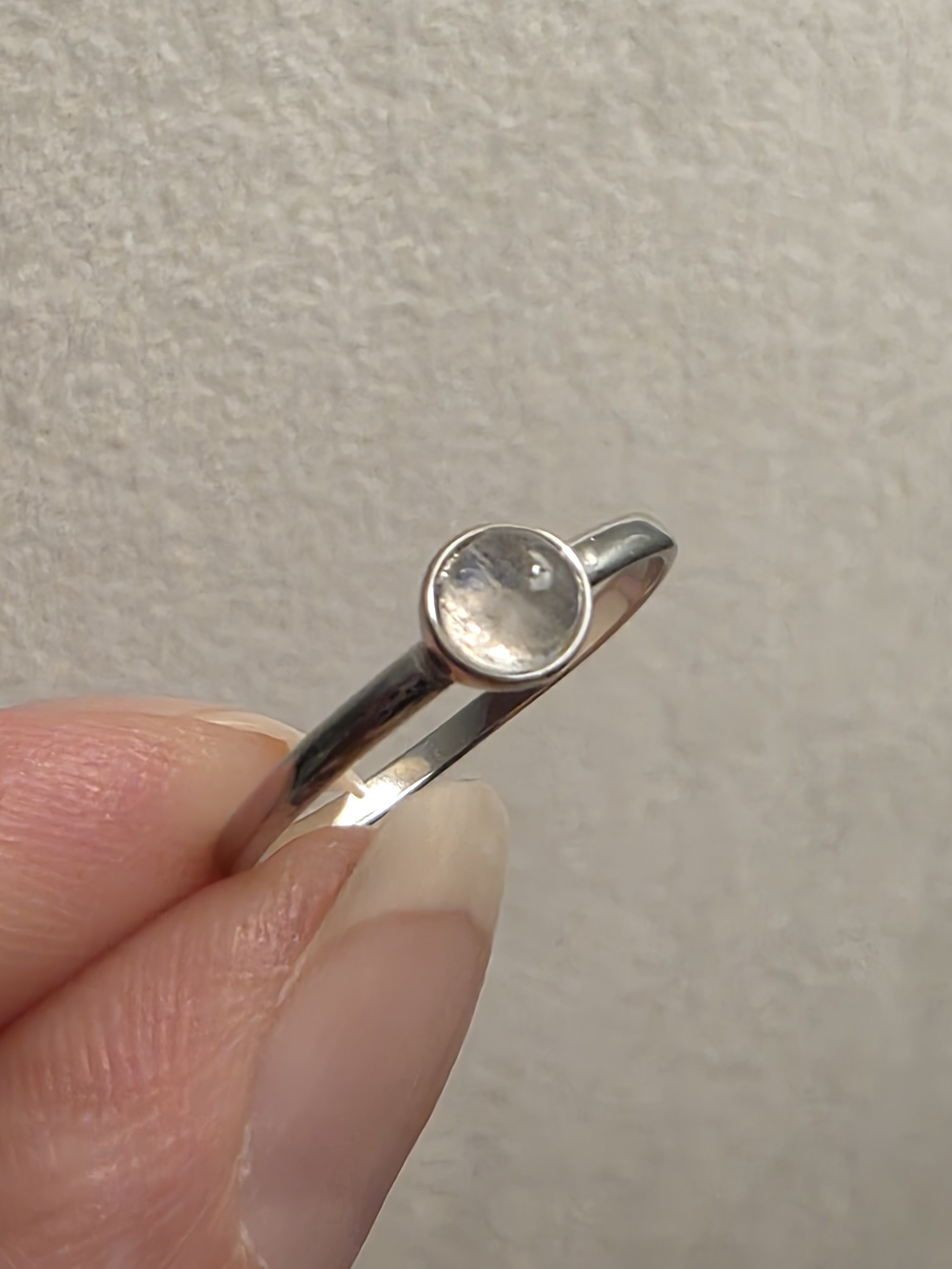 Sterling Silver Simulated Moonstone Bezel Ring - Silver Sz 6, 7, 8, 9